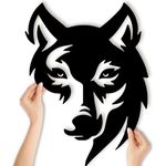 Namofactur LED Wandleuchte Wolf Wanddeko Lampe aus MDF Holz, schwarz, LED fest integriert, Warmweiß, außergewöhnliche Wandgestaltung für dein zuhause