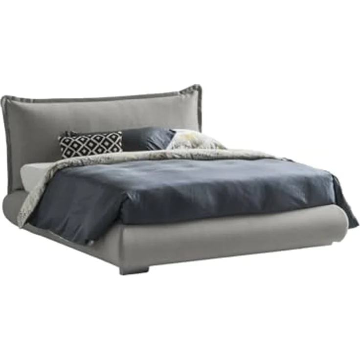 Talamo Italia - Doppelbett Ilenia, Bettkasten mit Stoffbezug und Kopfteil, 100 % Made in Italy, Öffnung vorne, geeignet für Matratzen 160x190 cm, Grau – Bild 3