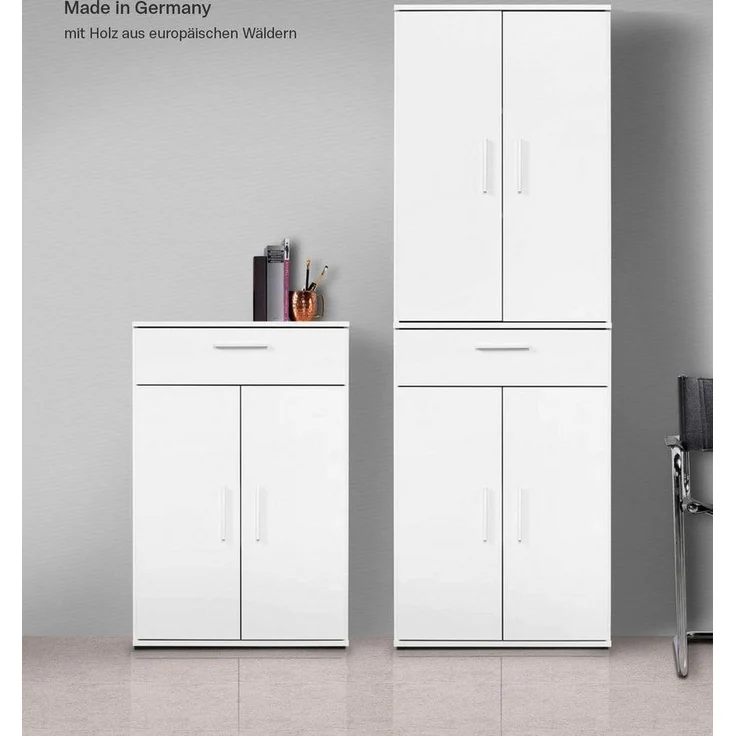 mokebo® Mehrzweckschrank 60cm Breite mit Schubladen & Einlegeböden 'Der Praktische' hoher Schubladenschrank in weiß, großer Schrank & Hochschrank | 60 x 180 x 34 (B/H/T in cm) – Bild 3