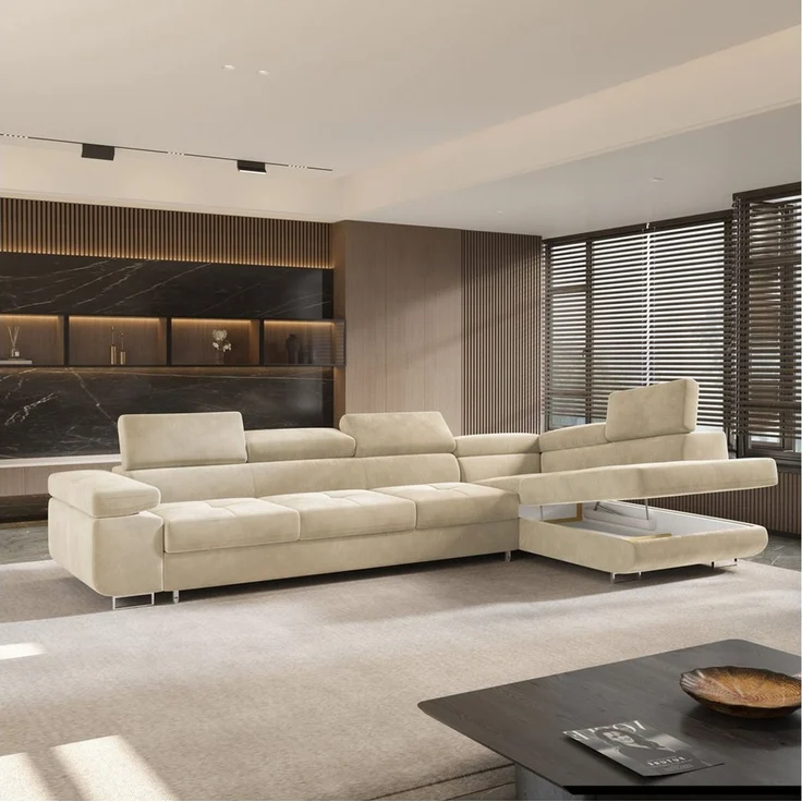 Masseno Ecksofa VICENTE mit Schlaffunktion L-Form, Sofa mit Bettkasten – Bild 3