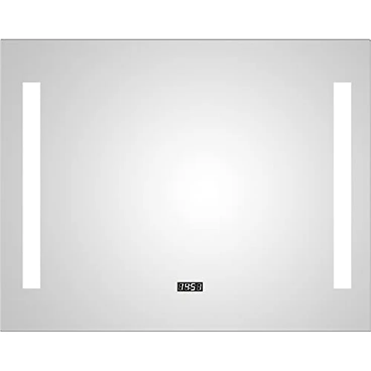 Talos Talos Star LED Badspiegel 80x60 cm, Wandspiegel mit neutralweißem LED-Licht, Digitaluhr und Kippschalter, beleuchtet, Aluminiumrahmen in gebürsteter Stahloptik – Bild 2
