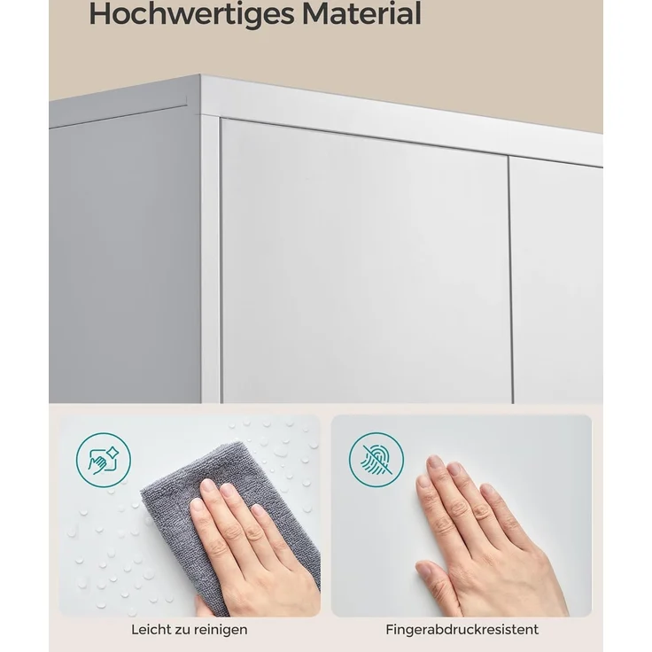 Songmics Aktenschrank mit 5 Ebenen, Stahl hellgrau, 60 x 40 x 180 cm – Bild 7