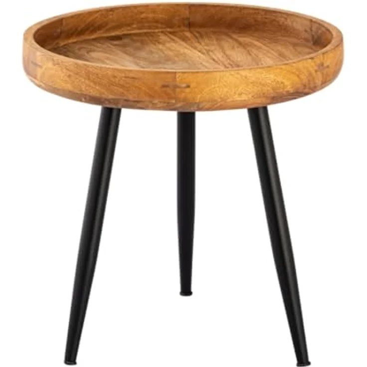 Amagohome Couchtisch Beistelltisch Holz rund Couchtisch Wohnzimmer Tisch Metalbeine Holzpla – Bild 5