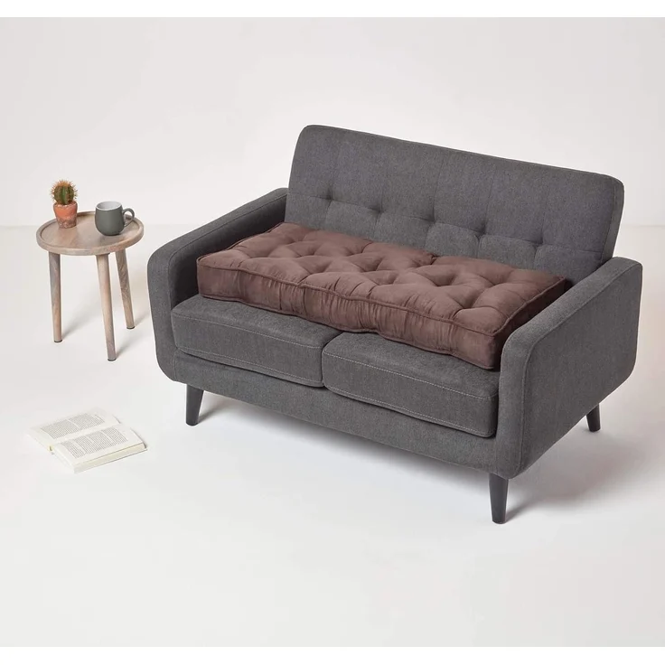 Homescapes Sitzkissen Sofa-Auflage 100 x 48 cm mit Veloursbezug – dickes Sitzkissen braun – Bild 6