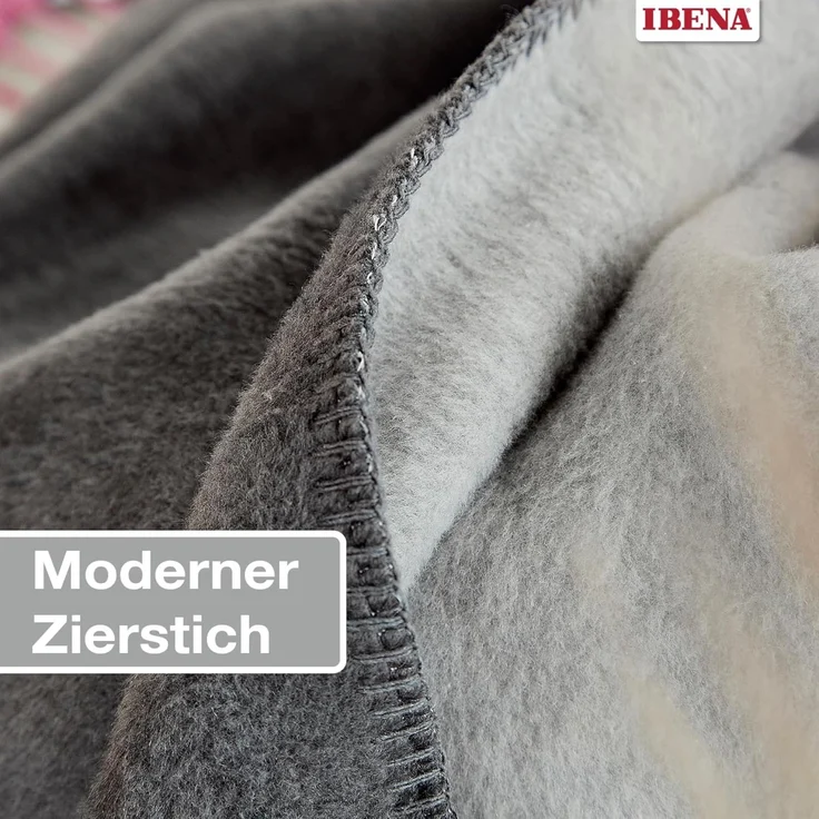Ibena 'Dublin' Uni Doublefacedecke, Baumwollmischgewebe anthrazit/silber, 150x200cm – Bild 4