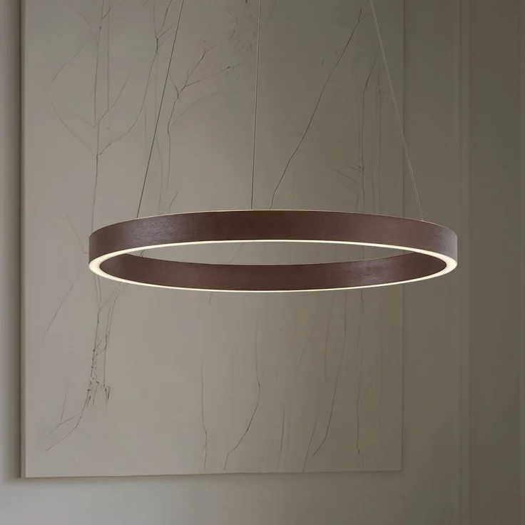 Lucande LED-Hängeleuchte Yonam, Ø 60 cm, 1-flg., braun, dimmbar mit CCT-Funktion und 3-stufiger Helligkeitsanpassung