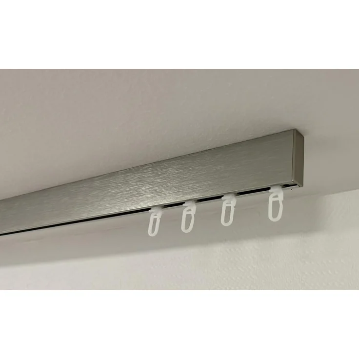 iso-design Gardinenstange Gardinenschiene Unischiene eckig zur Deckenmontage, 1-läufig, Fixmaß, mit Bohren, Aluminium – Bild 2