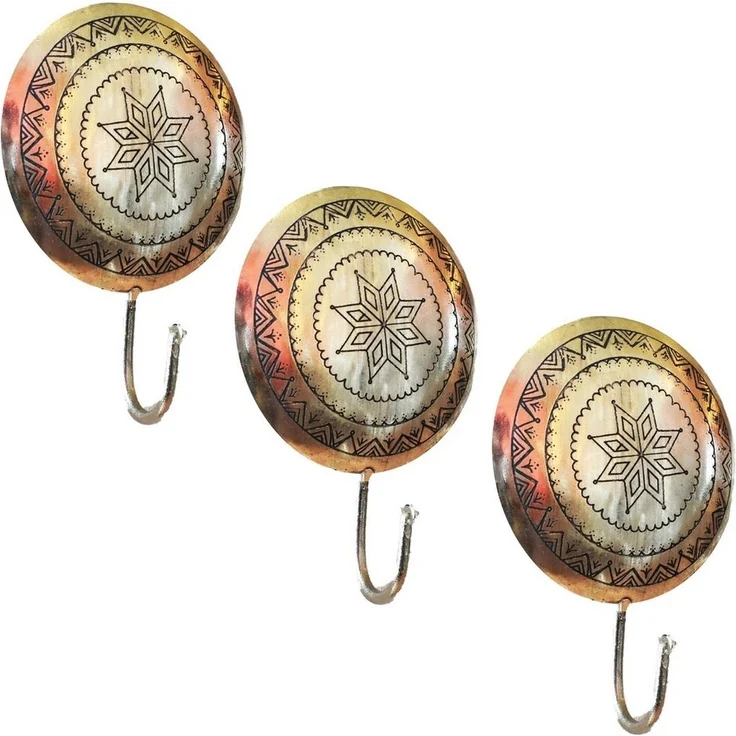 Marrakesch Orient & Mediterran Interior Kleiderhaken 3er Set Vintage Kleiderhaken Haken Halis Silber, (3-St), Handarbeit – Bild 5