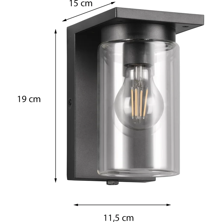 Außen Wandlaterne ARDILA mit Glas Lampenschirm Höhe 19cm, Schwarz – Bild 4