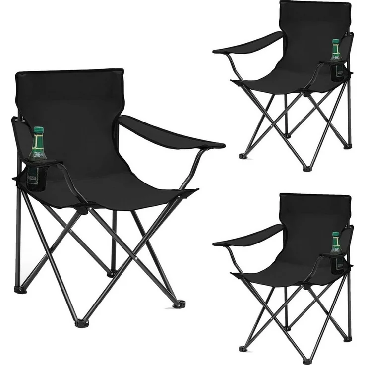SUNULA Campingstuhl Faltbar Anglerstuhl Ultraleicht Faltstuhl Camping Klappstuhl (3 St), mit Getränkehalter, mit Tragetasche, bis max. 100 kg – Bild 1
