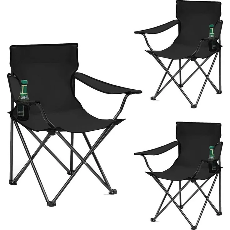 SUNULA Campingstuhl Faltbar Anglerstuhl Ultraleicht Faltstuhl Camping Klappstuhl (3 St), mit Getränkehalter, mit Tragetasche, bis max. 100 kg