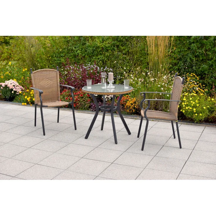 Roma Gartenmöbel Set 3tlg, Ø70 cm, natur