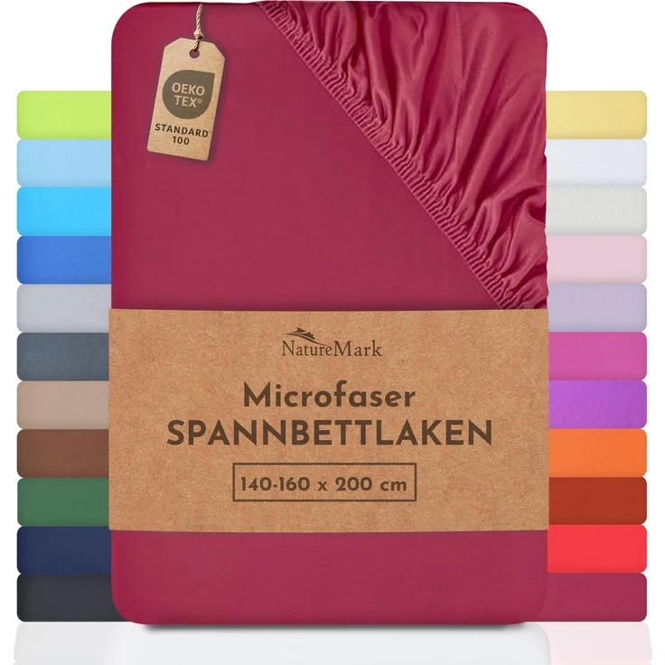 NatureMark - Mikrofaser SPANNBETTLAKEN zum Sparpreis! viele Größen und Farben Markenware (140x200-160x200 cm, Bordeaux rot)