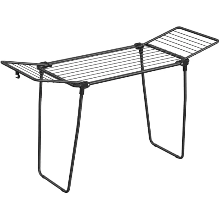 SONGMICS Wäscheständer, Standtrockner 47 x 150 x 91 cm, Flügelwäscheständer, Flügelwäschetrockner platzsparend, Metall, für Kleidung, Handtücher, tintenschwarz LLR520BH01 – Bild 1