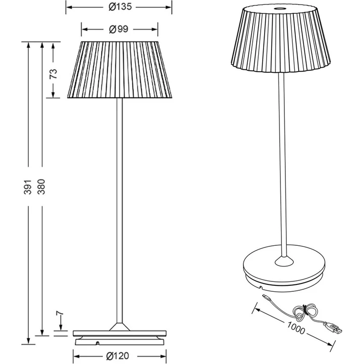 TRIO Reality Leuchten LED Außen Akku Tischleuchte Suarez R57706131, Metall Weiß matt, inkl. 1.5 Watt LED, 4-fach Touch, Lade – Bild 10