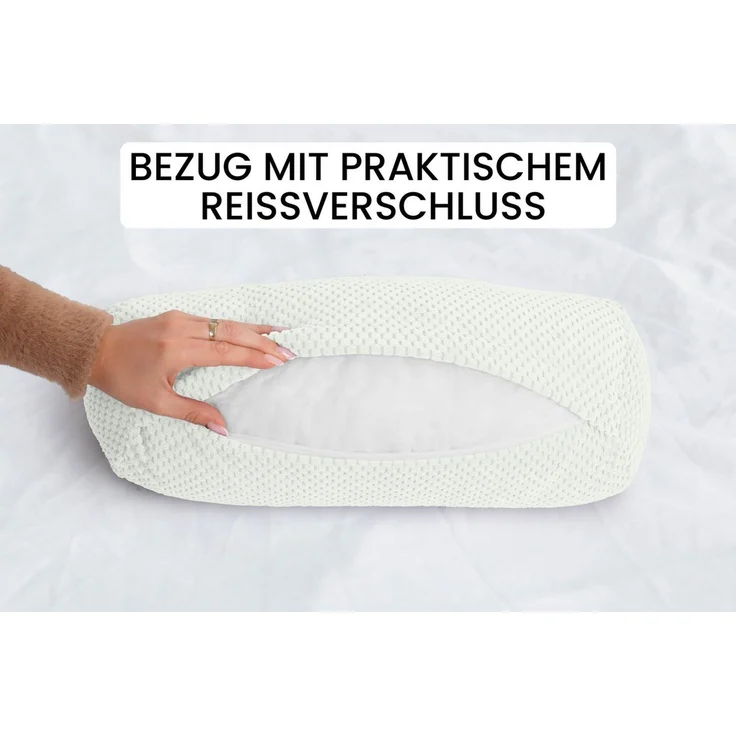 Amilian Nackenrolle 15x40 cm - Kissenrolle mit Bezug - ideal als Dekokissen - Nackenstütze, Kissen mit Bezug, Bettrolle mit abnehmbarem Bezug, Lagerungskissen - Sofakissen - Kissen – Bild 2