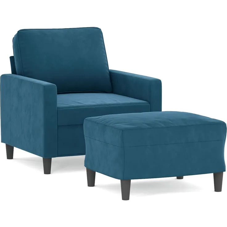 vidaXL Sessel mit Hocker Blau 60 cm Samt 3201054