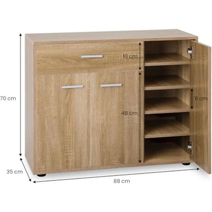 CARO-Möbel Schuhschrank DEUSTO Schmale Flurkommode mit Schublade und 3 Türen eicheoptik – Bild 3