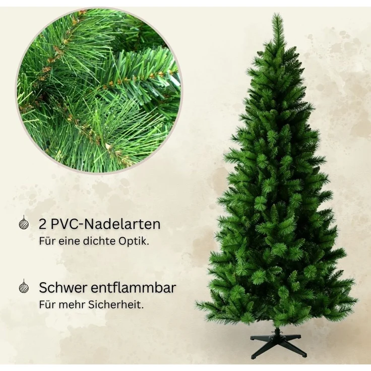 HXT 1101 SLIM 210 cm künstlicher Weihnachtsbaum inklusive Metallständer, exklusiv & hochwertig, schwer entflammbar – Bild 2