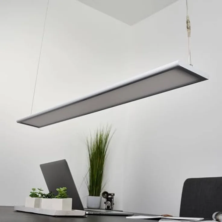 Arcchio LED Pendelleuchte Büro, flaches Panel mit 2830lm, 3000K, Uplight und Downlight, weiß, 120x15x1,9 cm – Bild 3
