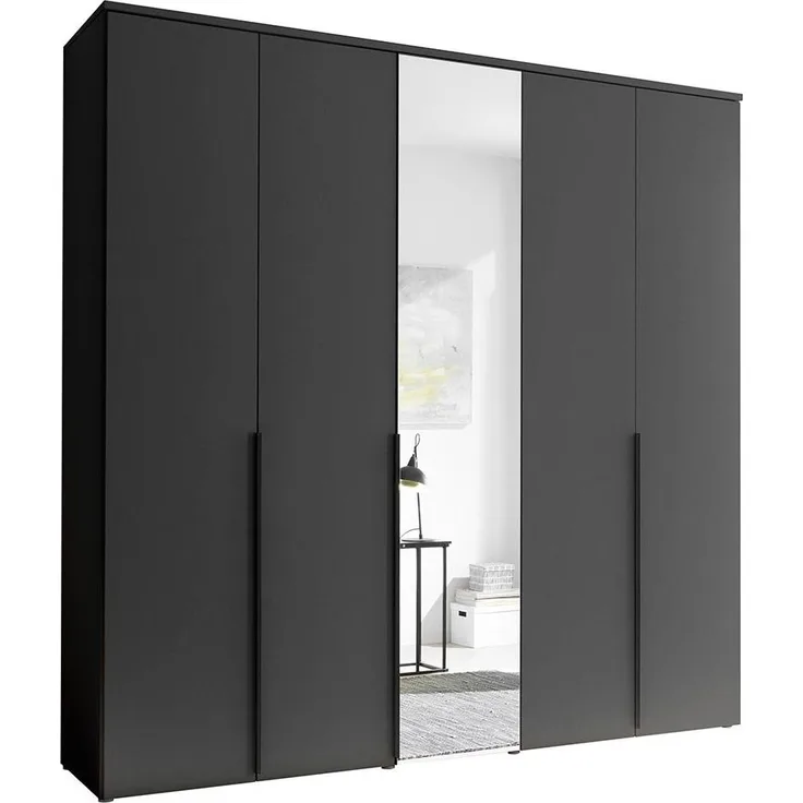 Kleiderschrank Konstanz / Kevo, Holzwerkstoff, Anthrazit, 225 x 225 x 52 cm