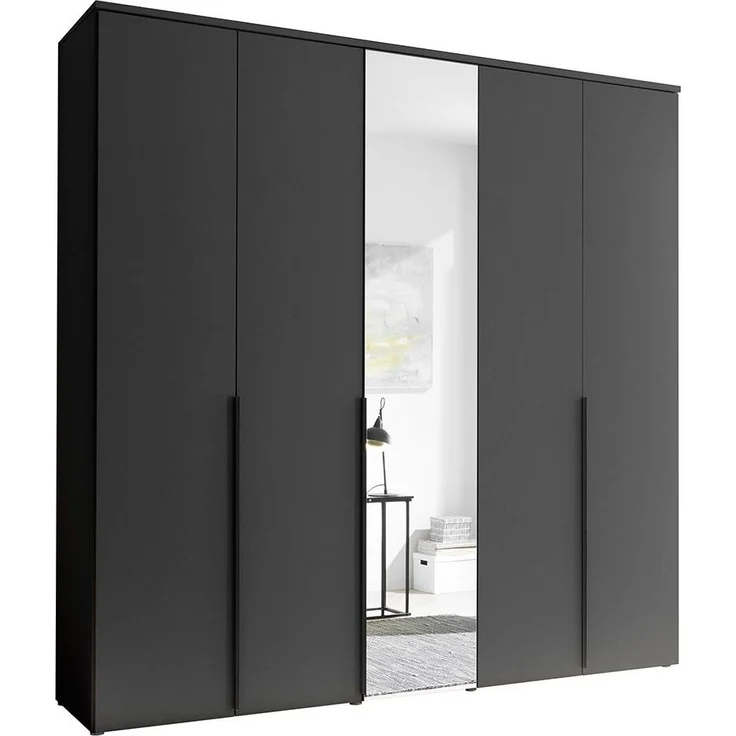 Kleiderschrank Konstanz / Kevo, Holzwerkstoff, Anthrazit, 225 x 225 x 52 cm