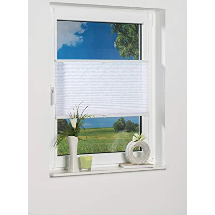 K-home Klemmfix-Plissee , Ausbrenner Stoff, weiß, 90x210 cm (B x L) – Bild 2