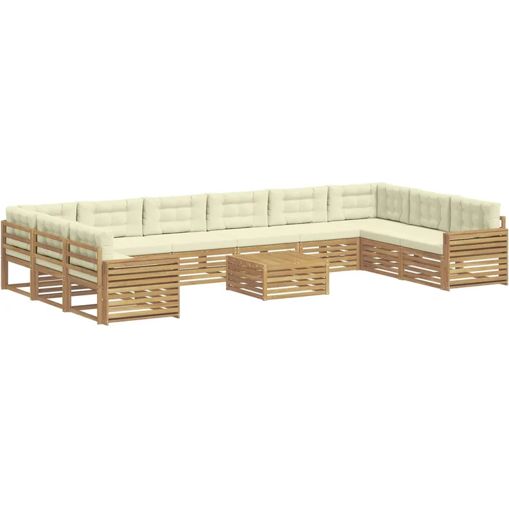 vidaXL Sofagarnituren 11 stk. 10-Sitzer Weiß und Creme Polyester 3391280 – Bild 2