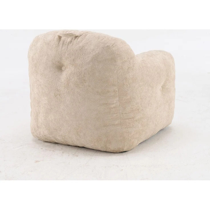 Sitzsack-Sessel mit Kunstfellbezug, Armlehnen und Schaumstoffflocken, weicher Lesesitz ohne Montage für Wohn- und Schlafzimmer, Beige – Bild 12