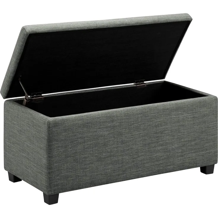 Amazon Basics Polsterhocker mit Aufbewahrungsmöglichkeit, Bank für den Eingangsbereich, 90 cm breit, Anthrazit