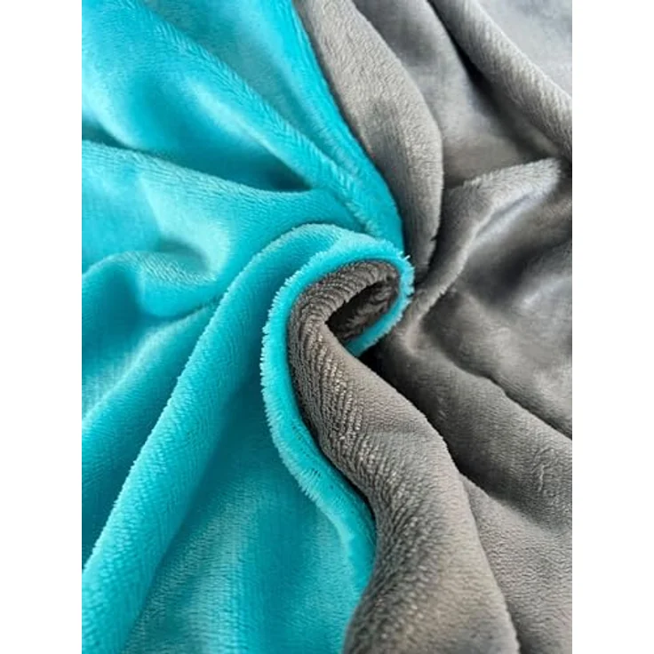 Moderne Plüschbettwäsche mit Reißverschluss - einfarbig, wendbar & warmhaltend Petrol 155x200cm + 80x80cm Kissenbezug – Bild 9