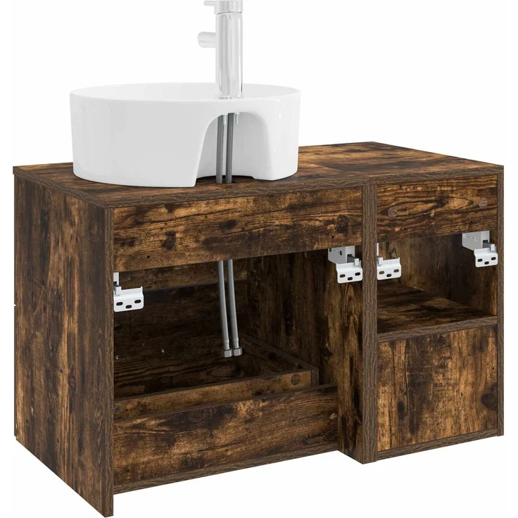 vidaXL Badezimmerschrank-Set 2 stk. Geräucherte Eiche 3403908 – Bild 6