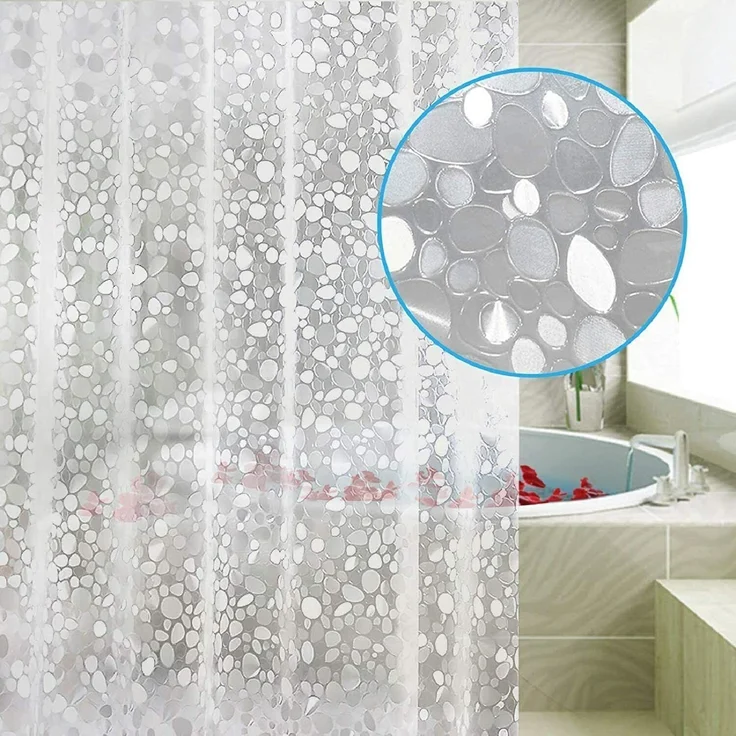 NEU 3D 180 x 180 cm Duschvorhang Wasserdicht Anti Schimmel Antibakteriell+ 12 Ringe DE--Uraltes Weiß--1x23x28cm--YOUDENOVA – Bild 6