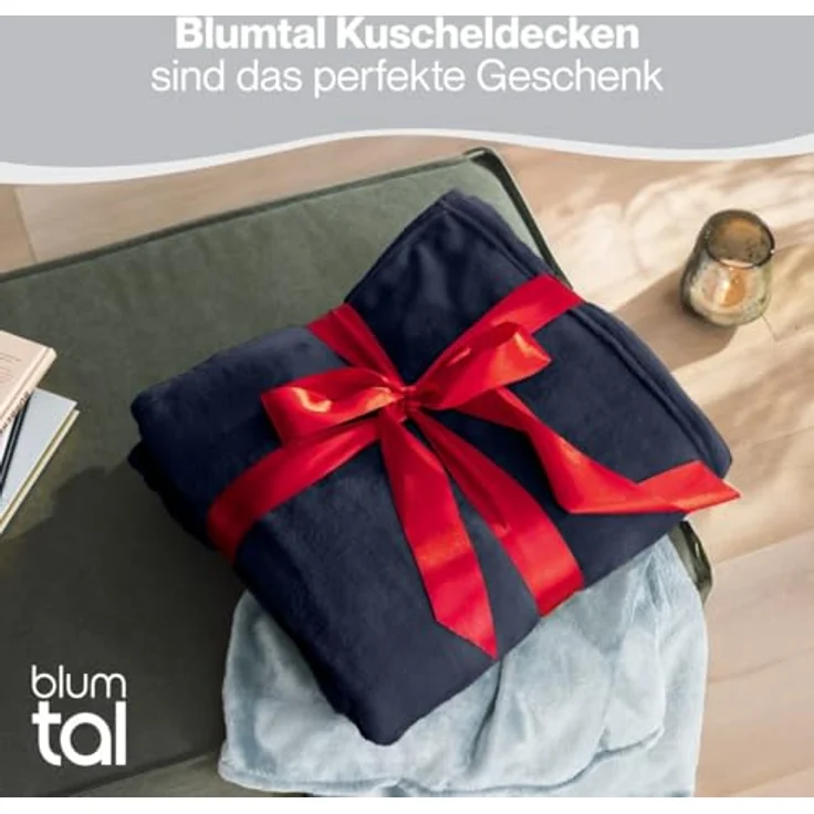 Blumtal Kuscheldecke flauschig - Oeko-TEX zertifizierte Fleecedecke 130x150 cm - Wohndecke 130x150 cm - Decke Couch als Wohn- & Kuscheldecke - Flauschdecke - Kuscheldecke Sofa- Decke Blau 130x150 – Bild 6