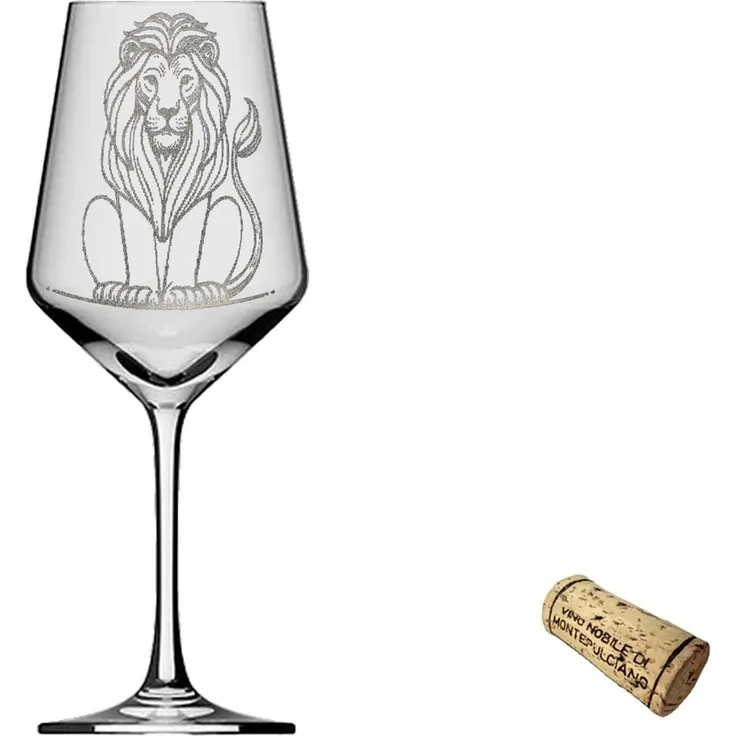eXODA Weinglas Sternzeichen Löwe 350ml spülmaschinenfest ideal für Feiern und Abende, 1-tlg, Glas, Atemberaubende Darstellung