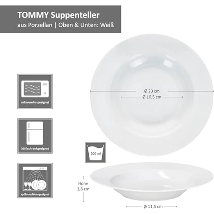 MamboCat Suppenteller 6er Set Tommy Suppenteller weiß 200ml Porzellan 6 Pers. tiefe Teller – Bild 6