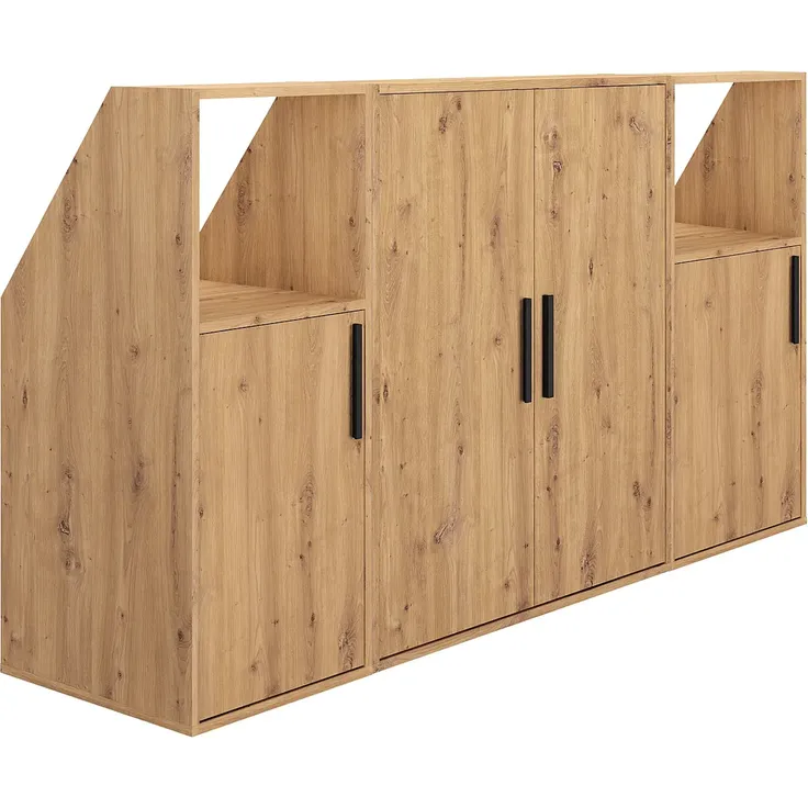 Vente-unique - Schrank unter Dachschräge mit 6 Türen und 2 Ablagen - Farbe: Natur ADEZIO