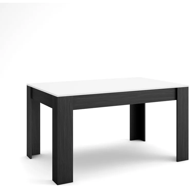Skraut Home | Esszimmertisch | Küchentisch, Esstisch | 140 x 90 x 76 cm | Für 6 Gäste | Stubentisch | Moderner Stil | Weiß und Schwarz