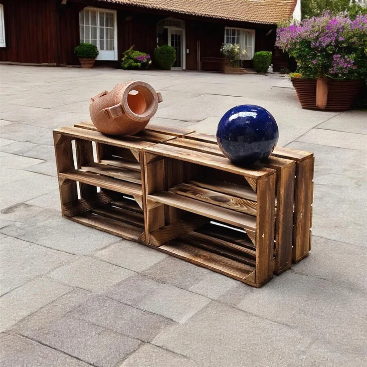 6er Set Holzkisten Weinkisten Obstkiste Klein Geflammt Regal aus Holz 40x30x25cm – Bild 7