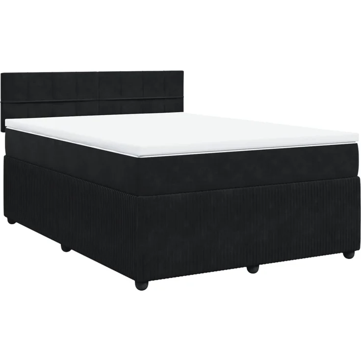 vidaXL Boxspringbett mit Matratze Schwarz 140x200 cm Samt 3287760 – Bild 2