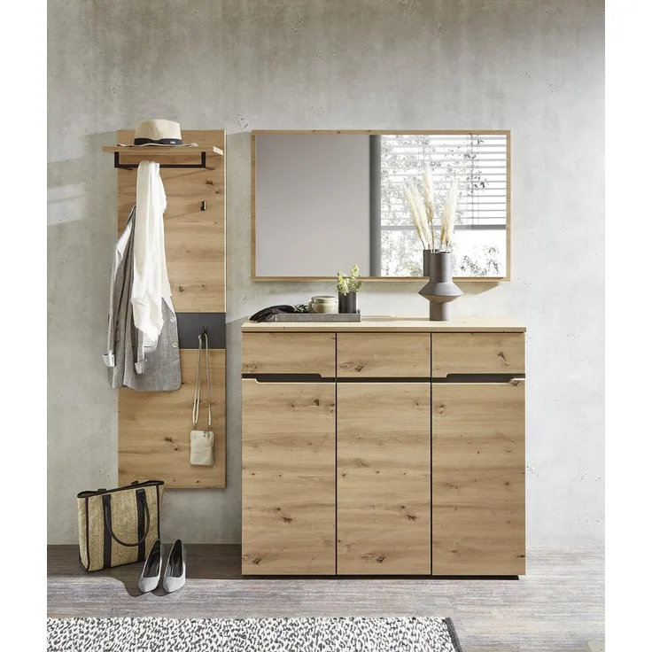 InnoStyle Garderoben Set MEMPHIS GH82 Artisan Eiche Nachbildung 3-teilig 191x38x180 cm