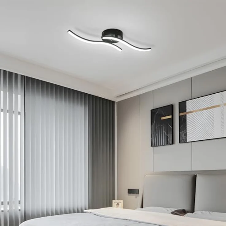 Goeco Modern LED Deckenleuchte, 12W 1300LM Wohnzimmerlampe Schwarz, 2 Flammige, LED Deckenlampe Innen Acryl Deckenbeleuchtung 6500K Kaltweißes Licht für Schlafzimmer, Wohnzimmer, Flur, Küche – Bild 8