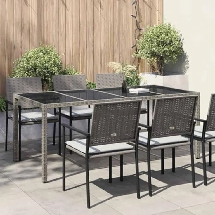 vidaXL Gartentisch Grau 190 x 90 x 75 cm Poly-Rattan 362548 – Bild 2