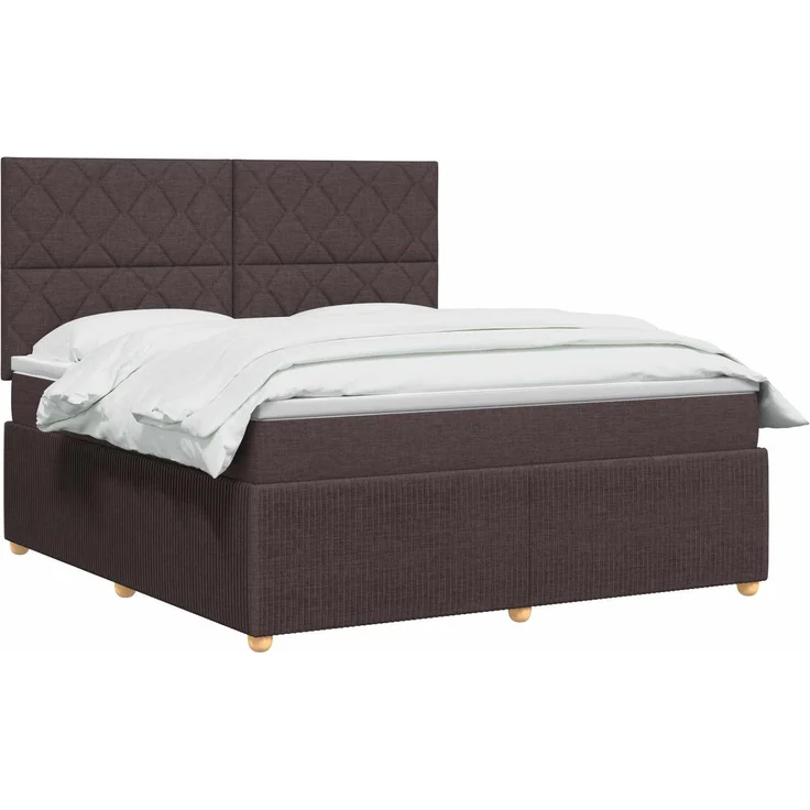 vidaXL LED Boxspringbett mit Matratze Dunkelbraun 160x200 cm Stoff 3455905 – Bild 3