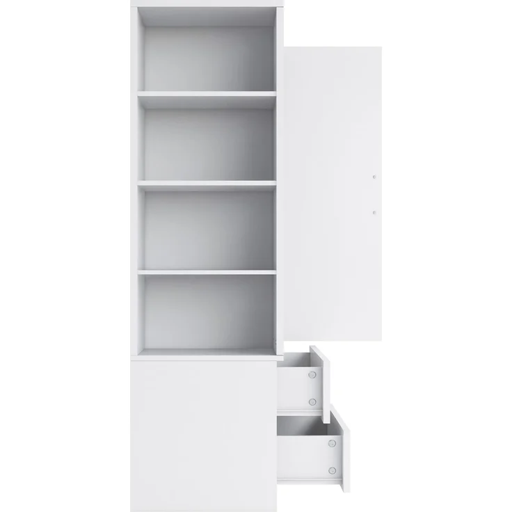 Kleiderschrank 70 x 50 x 175 cm in Weiß mit Kleiderstange, offenen Fächern und 2 Schubladen – Bild 9