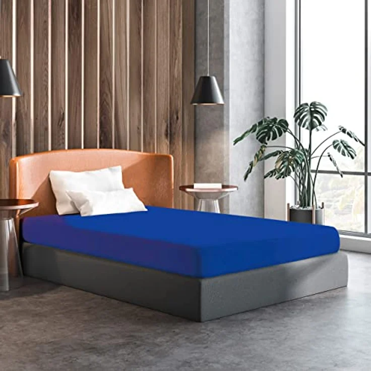 Amago - Spannbetttuch, 50 cm Steg, 100 prozent Baumwolle, 140x200 cm - Blau – Bild 3