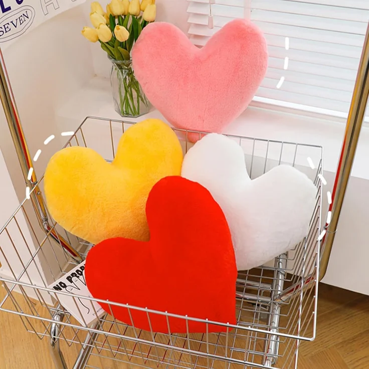 Herzkissen, Herz Kissen Kinderzimmer Decor, Kuschelkissen Kinder Herzform Dekokissen Kopfkissen Kissen Zierkissen für Mädchen & Jungen Zuhause Schlafzimmer Deko (Gelbes Herz,40cm) – Bild 3