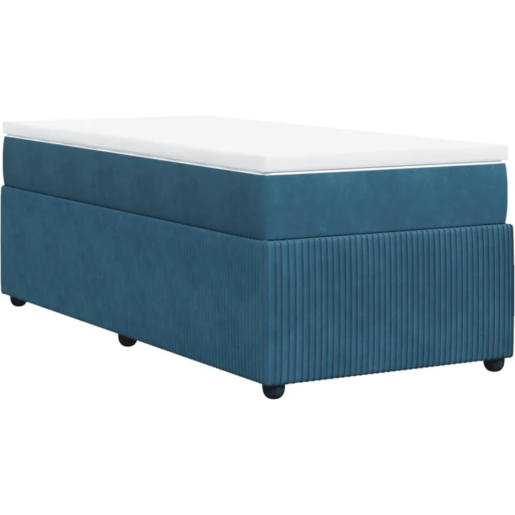 vidaXL Boxspringbett mit Matratze Dunkelblau 100x200 cm Samt 3285624 – Bild 9