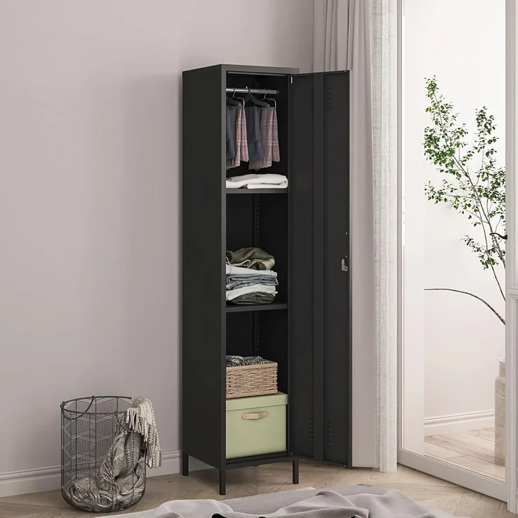 Kleiderschrank Seinäjoki 180x38x38 cm Schwarz [en. casa] – Bild 4