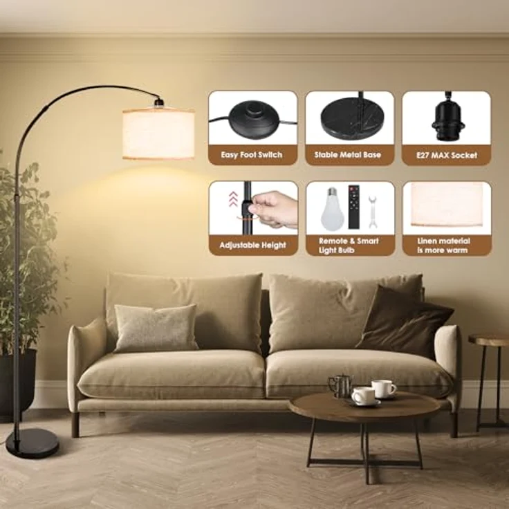 CCLIFE Bogenlampen Bogenlampe Stehlampe LED E27 Bogenleuchte Wohnzimmer – Bild 4